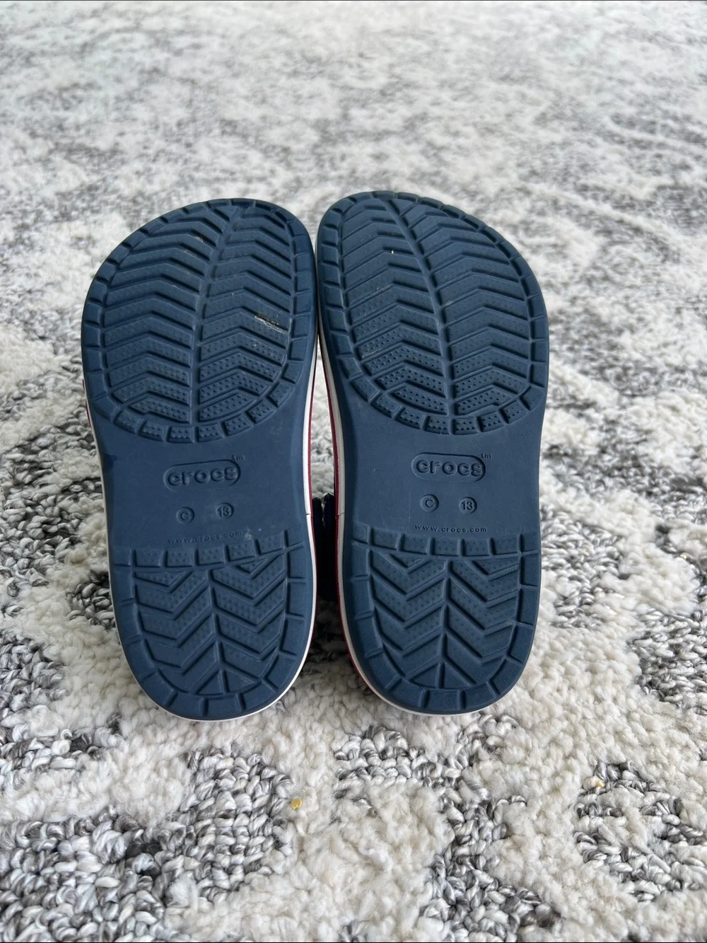 CROCS Kids Navy Clogs with Red & White Trim